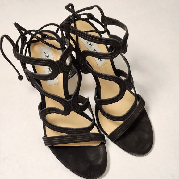 Steve Madden 'Ava' Sandal, Black Suede, Womens Size 7 M - Picture 1 of 15